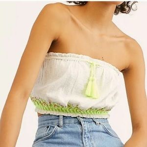 Free People No More Tiers Tube Top Medium NWT Cream Beaded